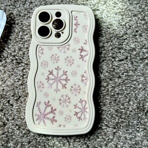 1pc Simple Gold Snowflake Pattern Wavy Full Cover Anti-drop Phone Case